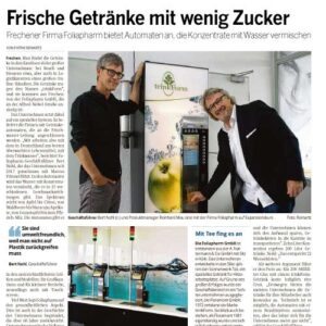 Führungskräfte von trinkForm® zeigen den innovativen Getränkeautomaten, Artikel aus Kölner Stadt-Anzeiger / Kölnische Rundschau